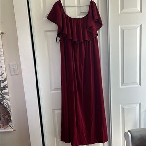 Elegant Burgundy Off-Shoulder Dress